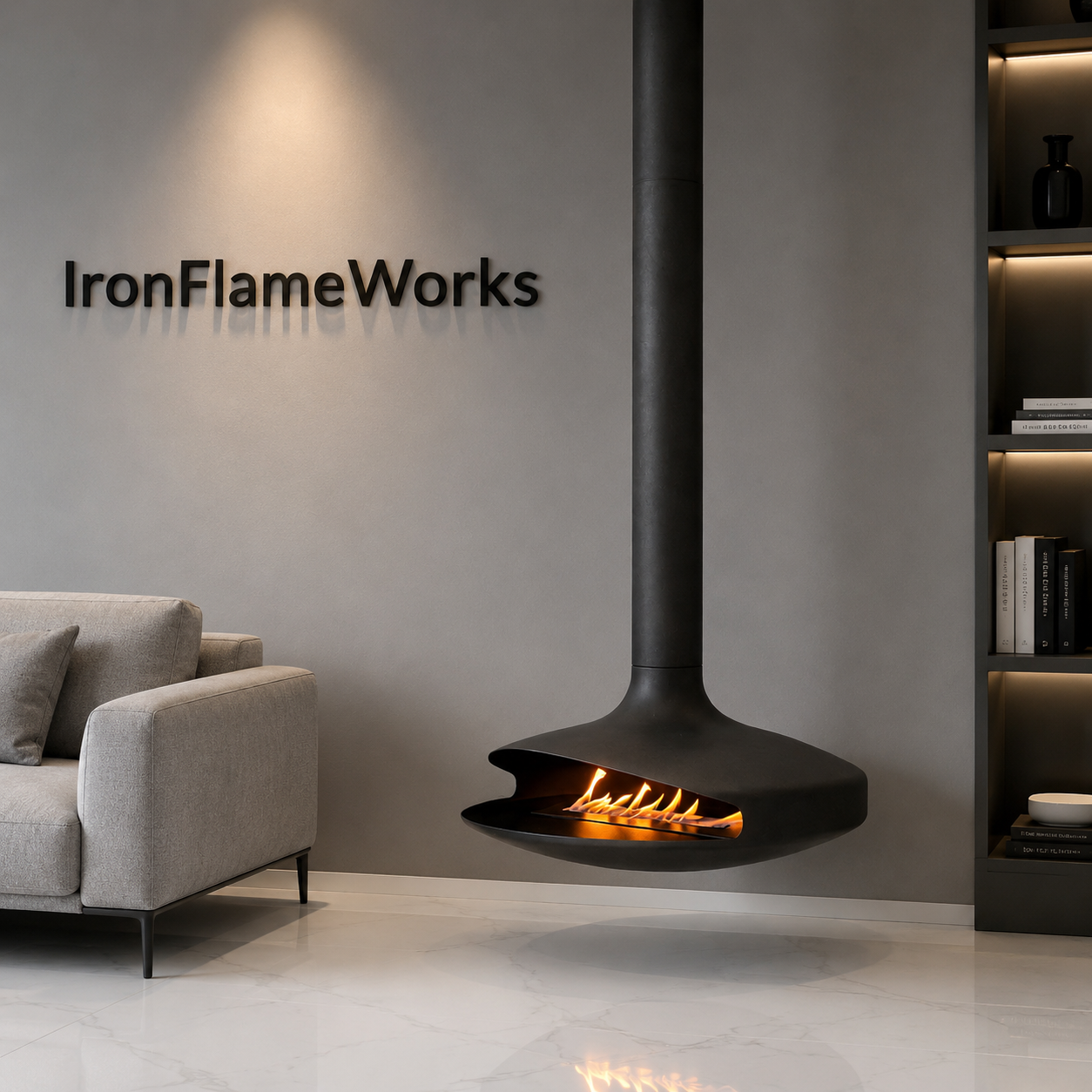 Luxury 360 View Wood Burning Fireplace Custom Hanging Real Flame Fireplace