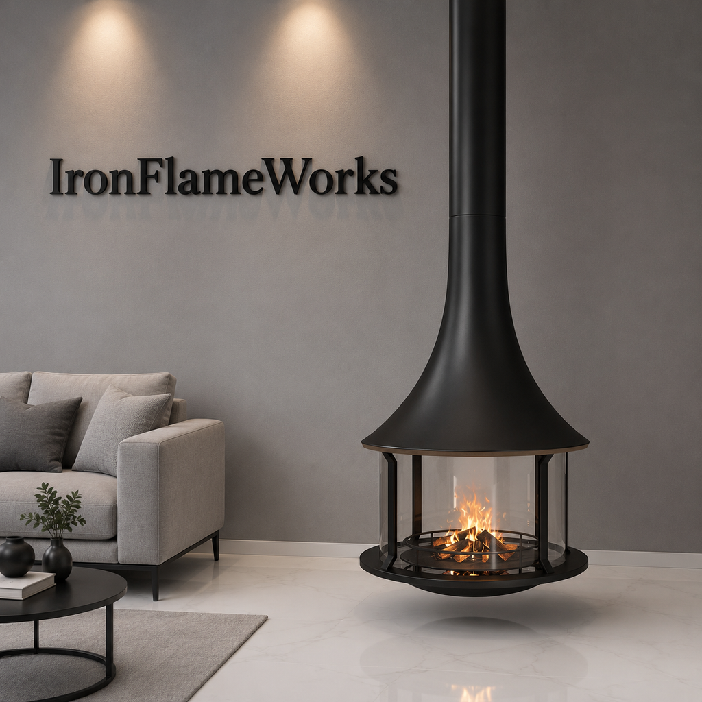 Luxury 360 View Wood Burning Fireplace Custom Hanging Real Flame Fireplace