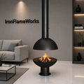 360° Panoramic Flame View Modern Wood Burning Fireplace