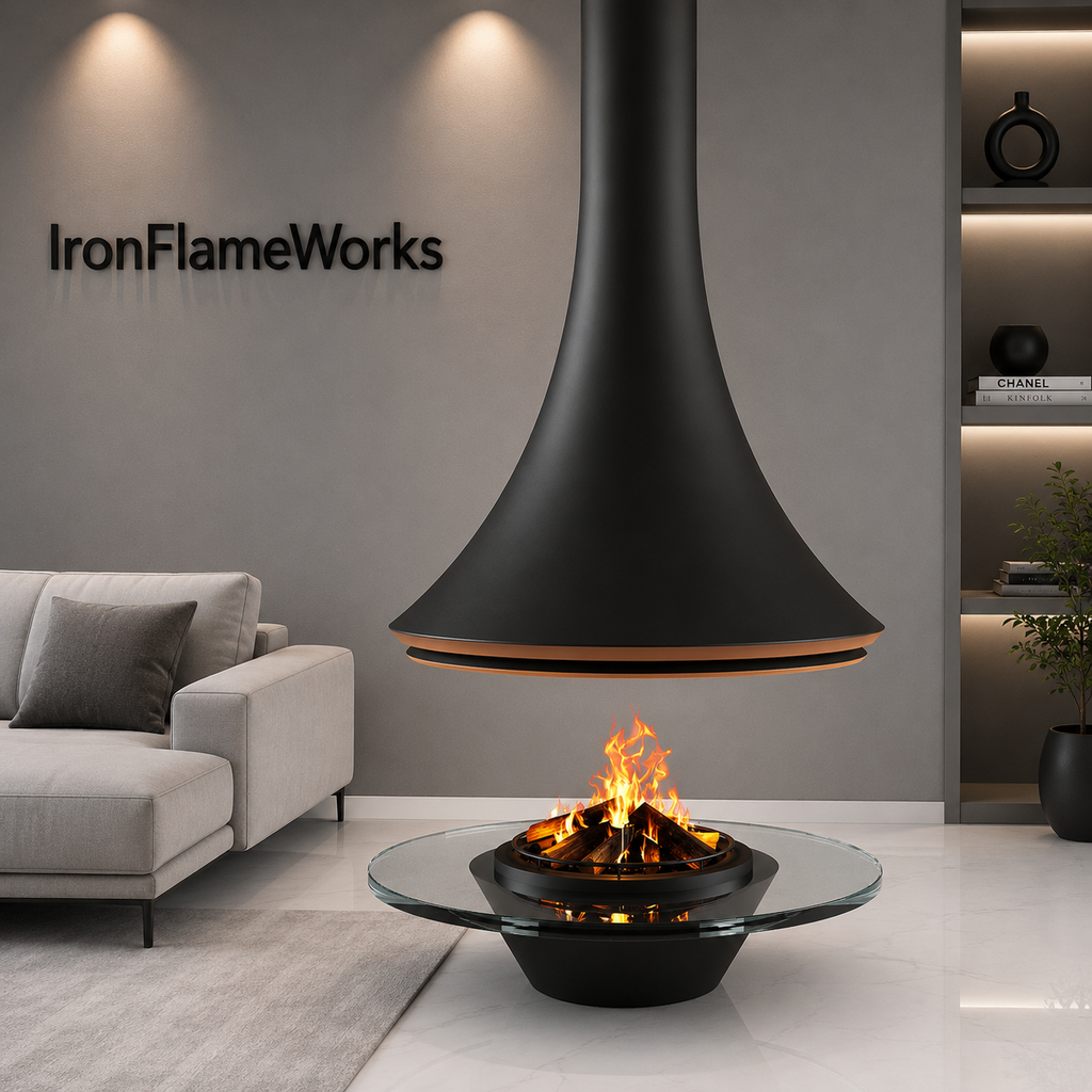 High-End Custom Stainless Steel Fireplace Villa Smoke-Free Real-Flame Fireplace Home Wood-Burning Indoor Heating Fireplace