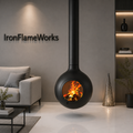 Round biota Floating Fireplace Indoor Ceiling Hanging Fireplace