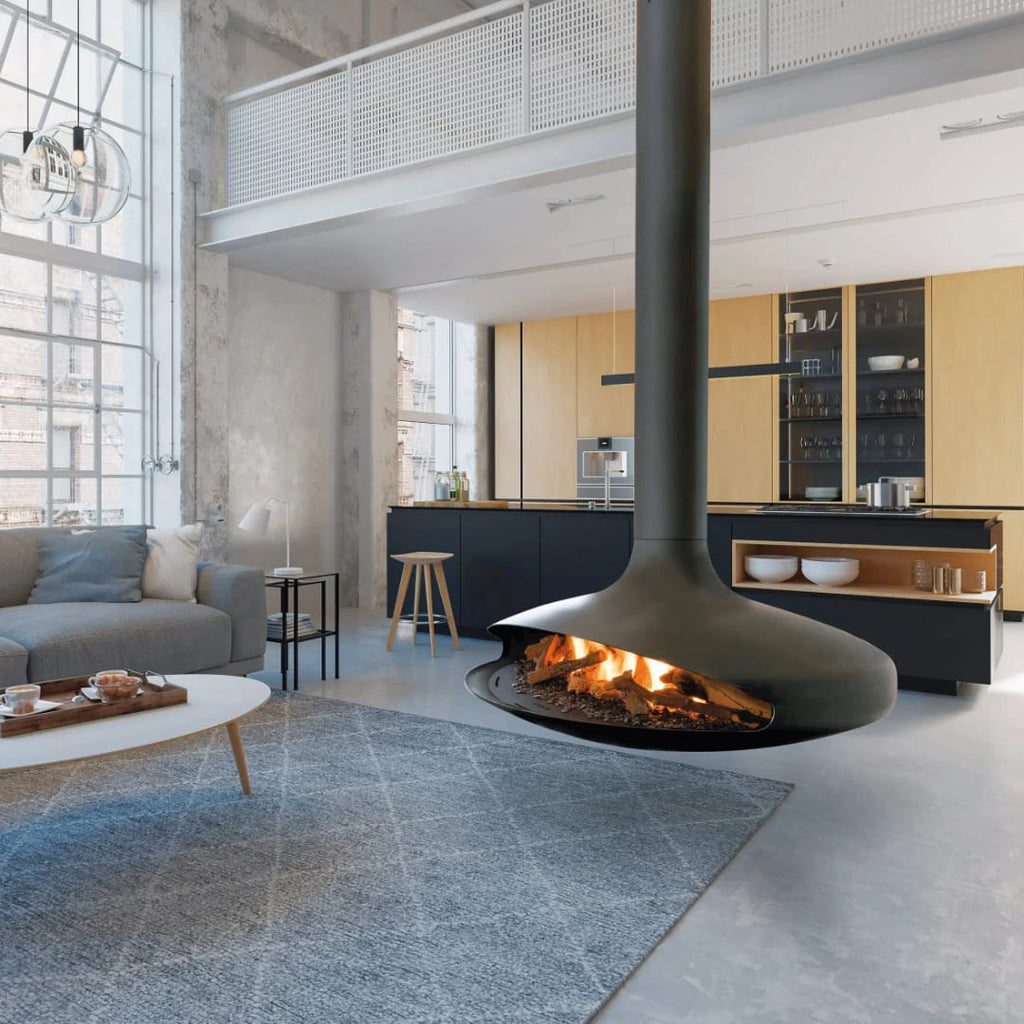 Luxury 360 View Wood Burning Fireplace Custom Hanging Real Flame Fireplace