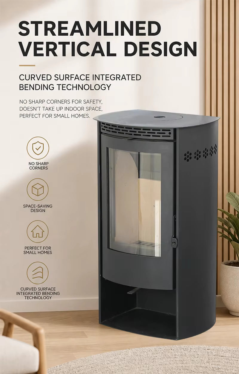 ODM Exclusive Streamline Round Steel Wood Stove Fireplace with Vermiculite-Lined Firebox