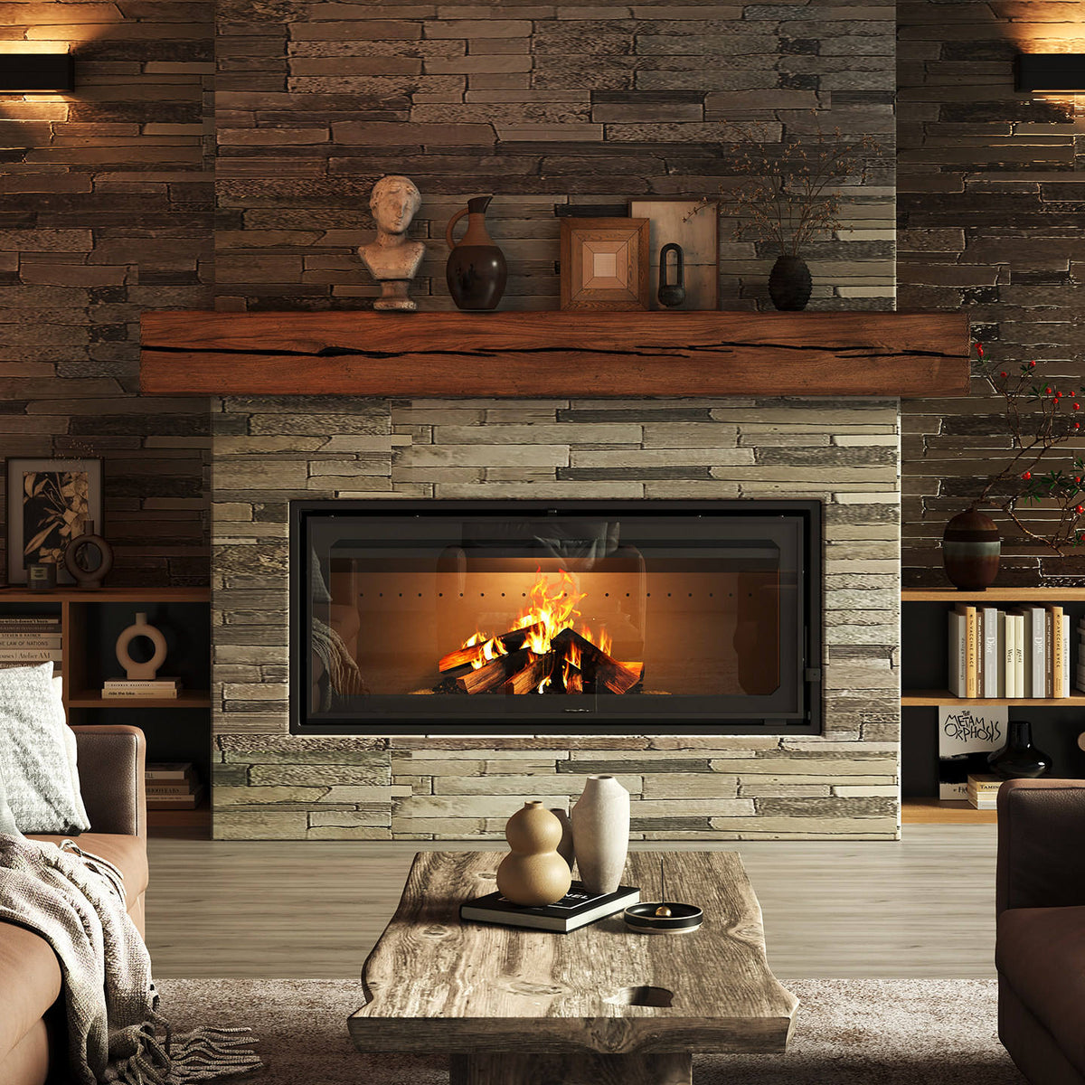 Strong Structure Steel Plate Wood Burning Stove Fireplace