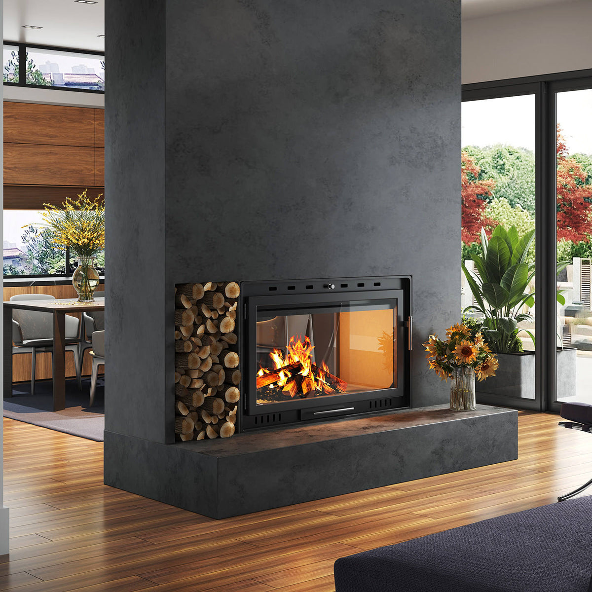 Strong Structure Steel Plate Wood Burning Stove Fireplace
