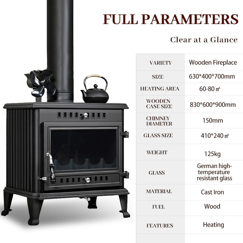 Wood Burning Fireplaces Cast Iron Freestanding Indoor Wood Stove Real Flame Heating