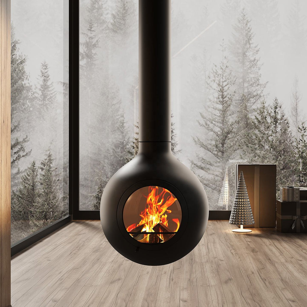Round biota Floating Fireplace Indoor Ceiling Hanging Fireplace