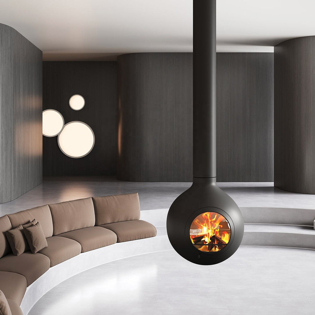 Round biota Floating Fireplace Indoor Ceiling Hanging Fireplace
