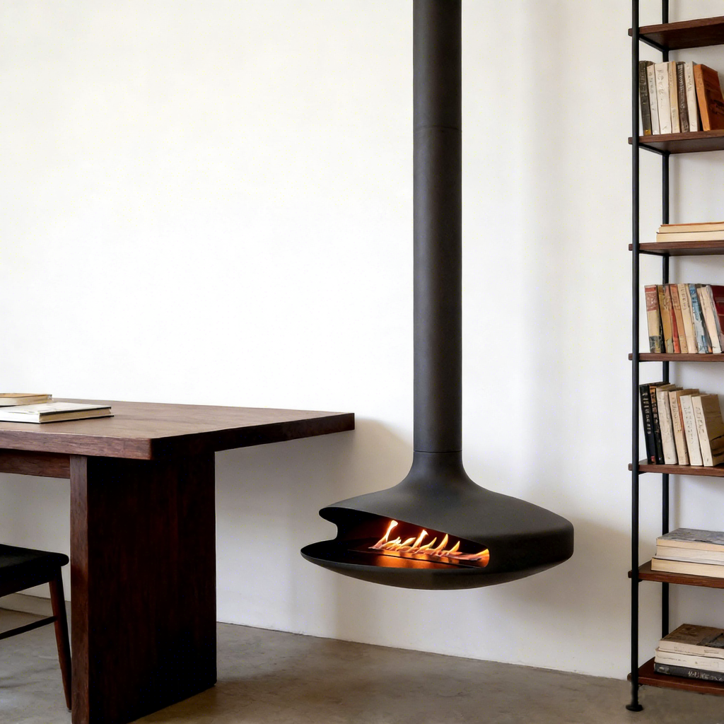Luxury 360 View Wood Burning Fireplace Custom Hanging Real Flame Fireplace