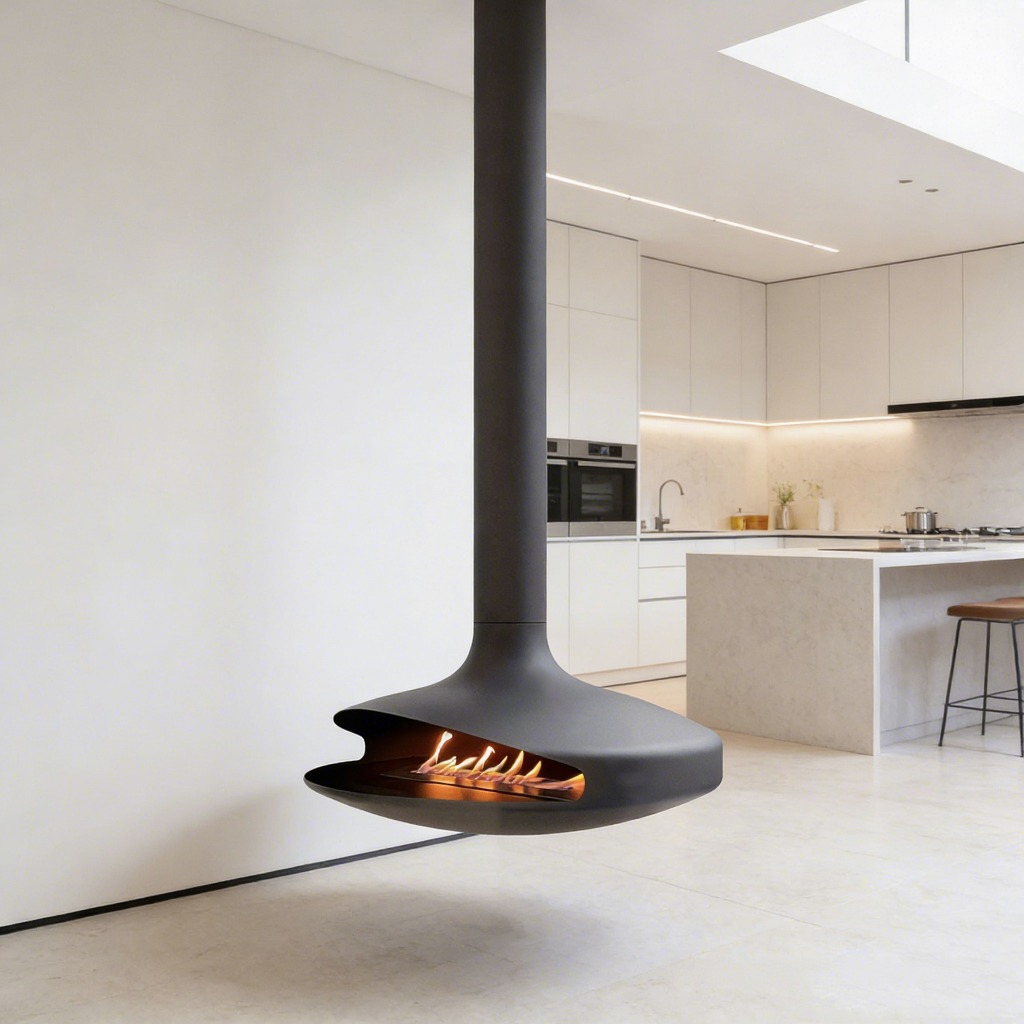 Luxury 360 View Wood Burning Fireplace Custom Hanging Real Flame Fireplace