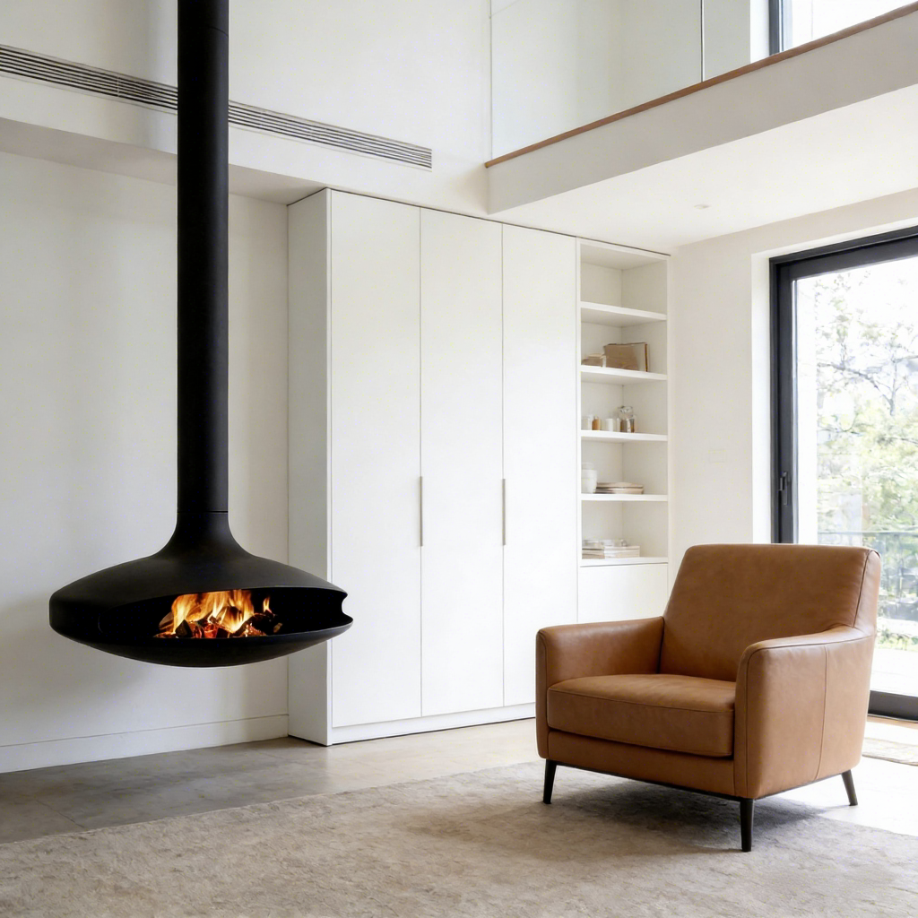 Luxury 360 View Wood Burning Fireplace Custom Hanging Real Flame Fireplace