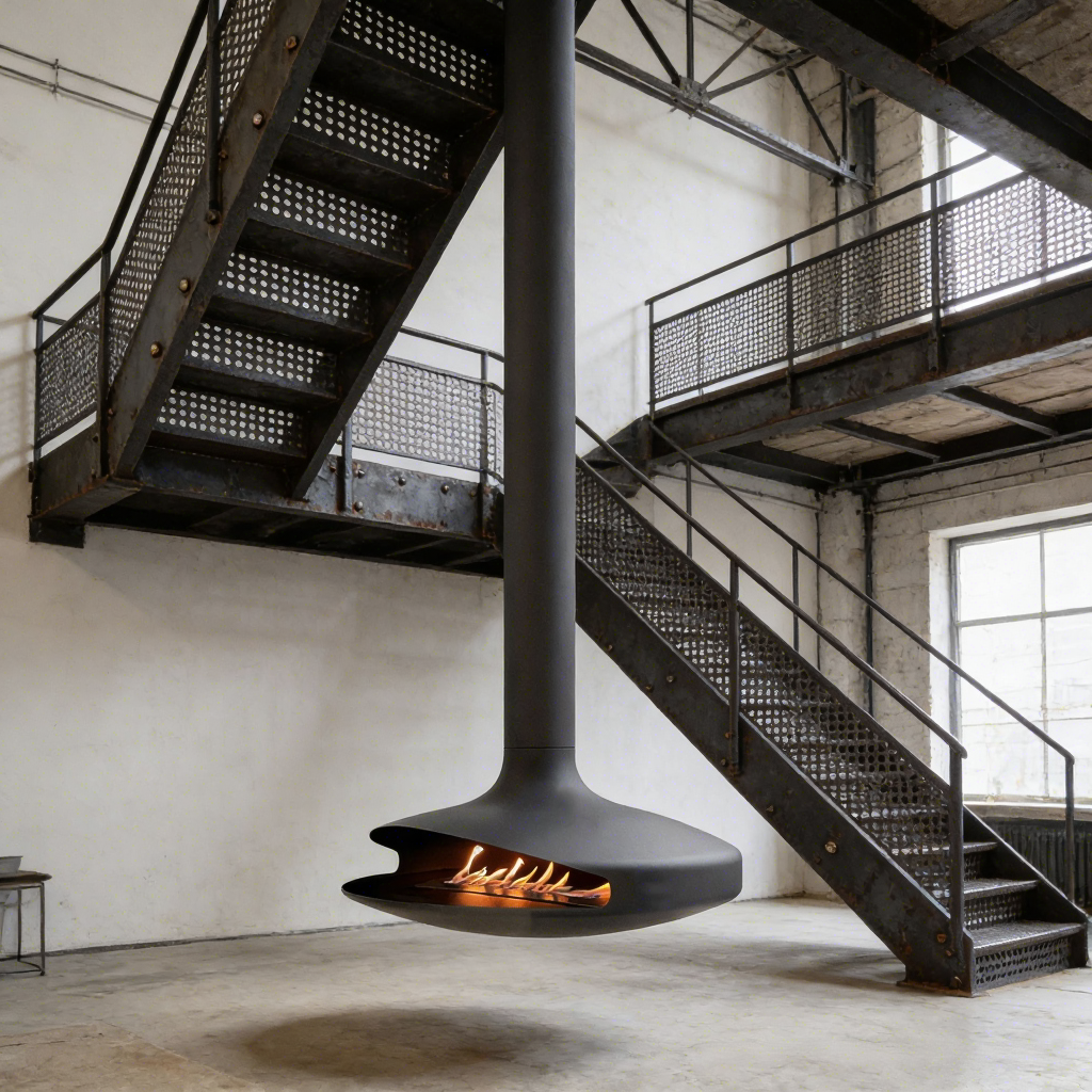 Luxury 360 View Wood Burning Fireplace Custom Hanging Real Flame Fireplace