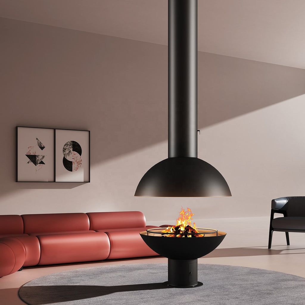 360° Panoramic Flame View Modern Wood Burning Fireplace