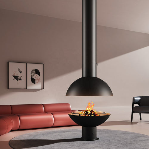 360° Panoramic Flame View Modern Wood Burning Fireplace