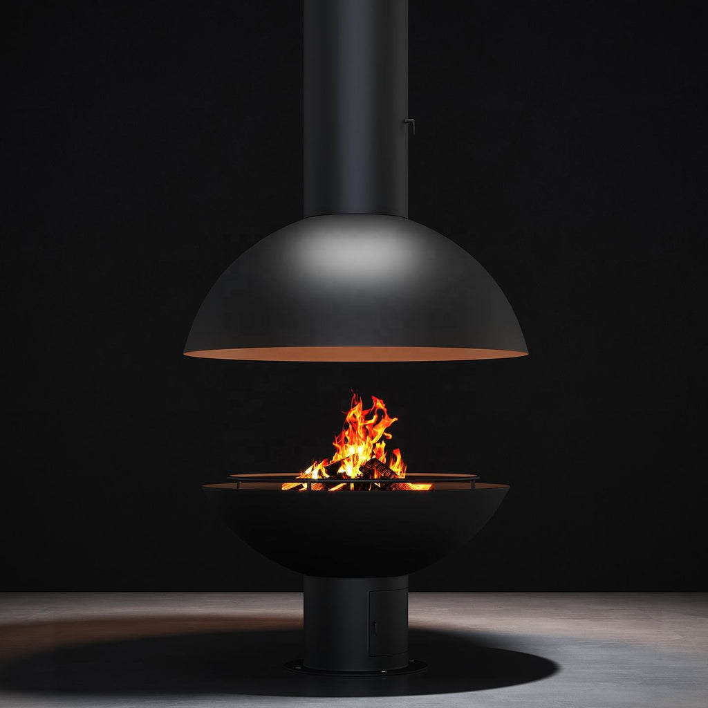 360° Panoramic Flame View Modern Wood Burning Fireplace