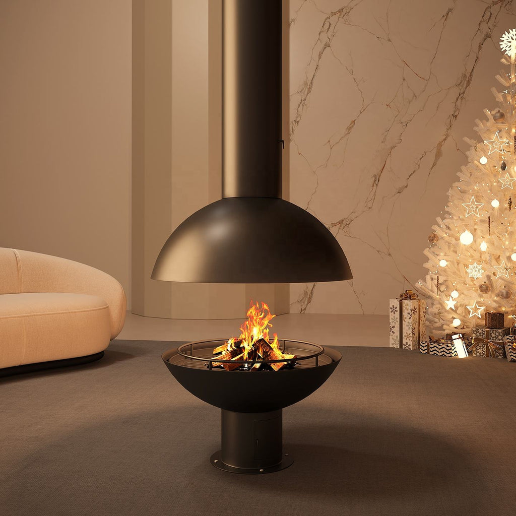 360° Panoramic Flame View Modern Wood Burning Fireplace