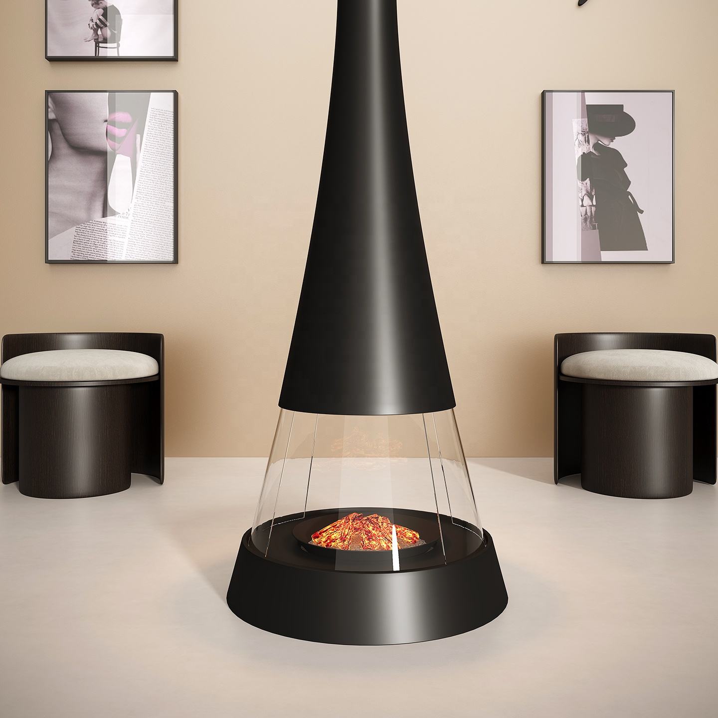 Custom Modern Freestanding Wood-Burning or biofuel Style Leisure Design Homes Villas Interiors