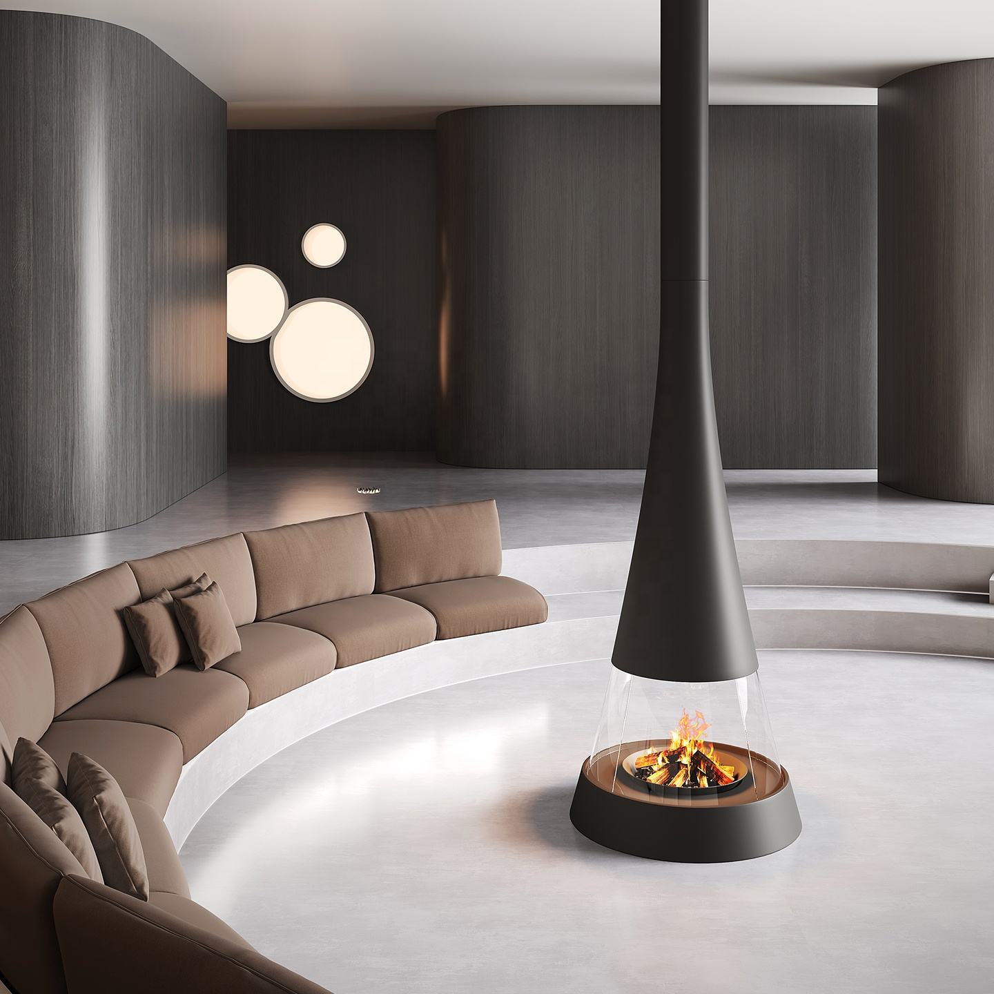 Custom Modern Freestanding Wood-Burning or biofuel Style Leisure Design Homes Villas Interiors