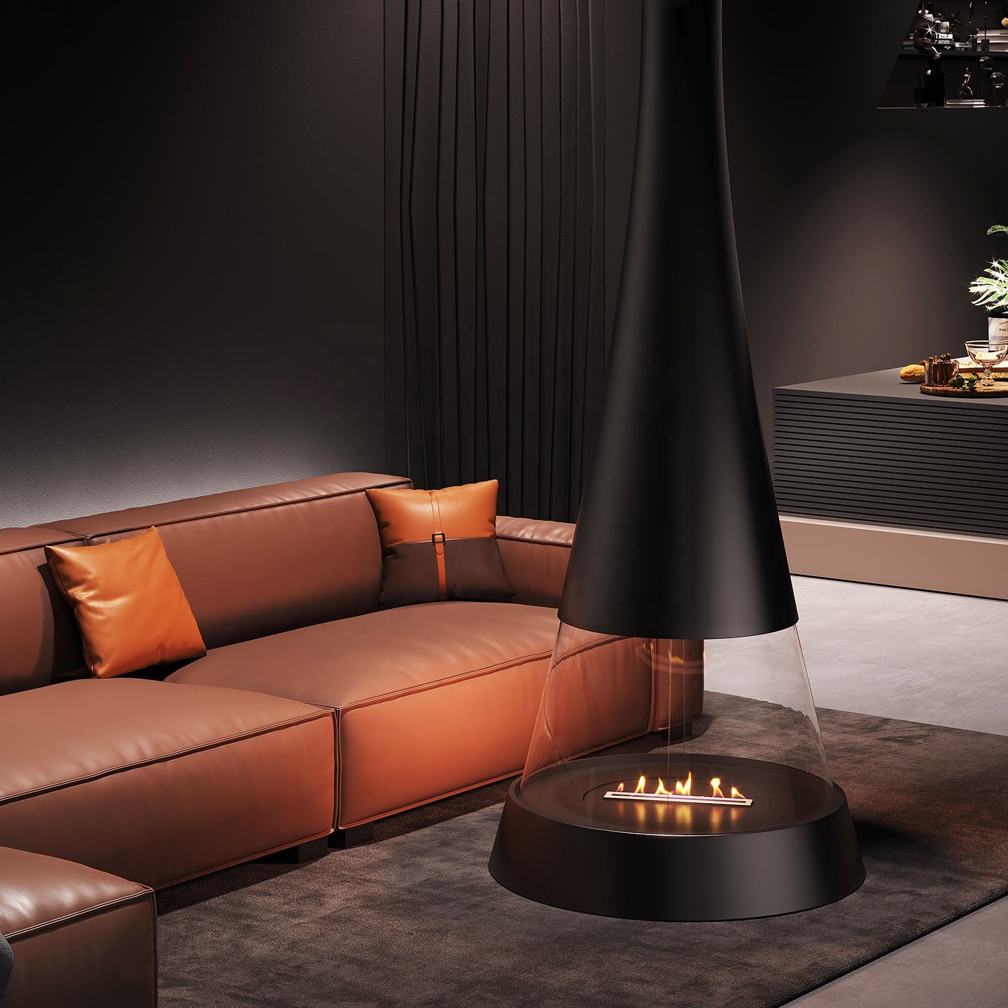 Custom Modern Freestanding Wood-Burning or biofuel Style Leisure Design Homes Villas Interiors