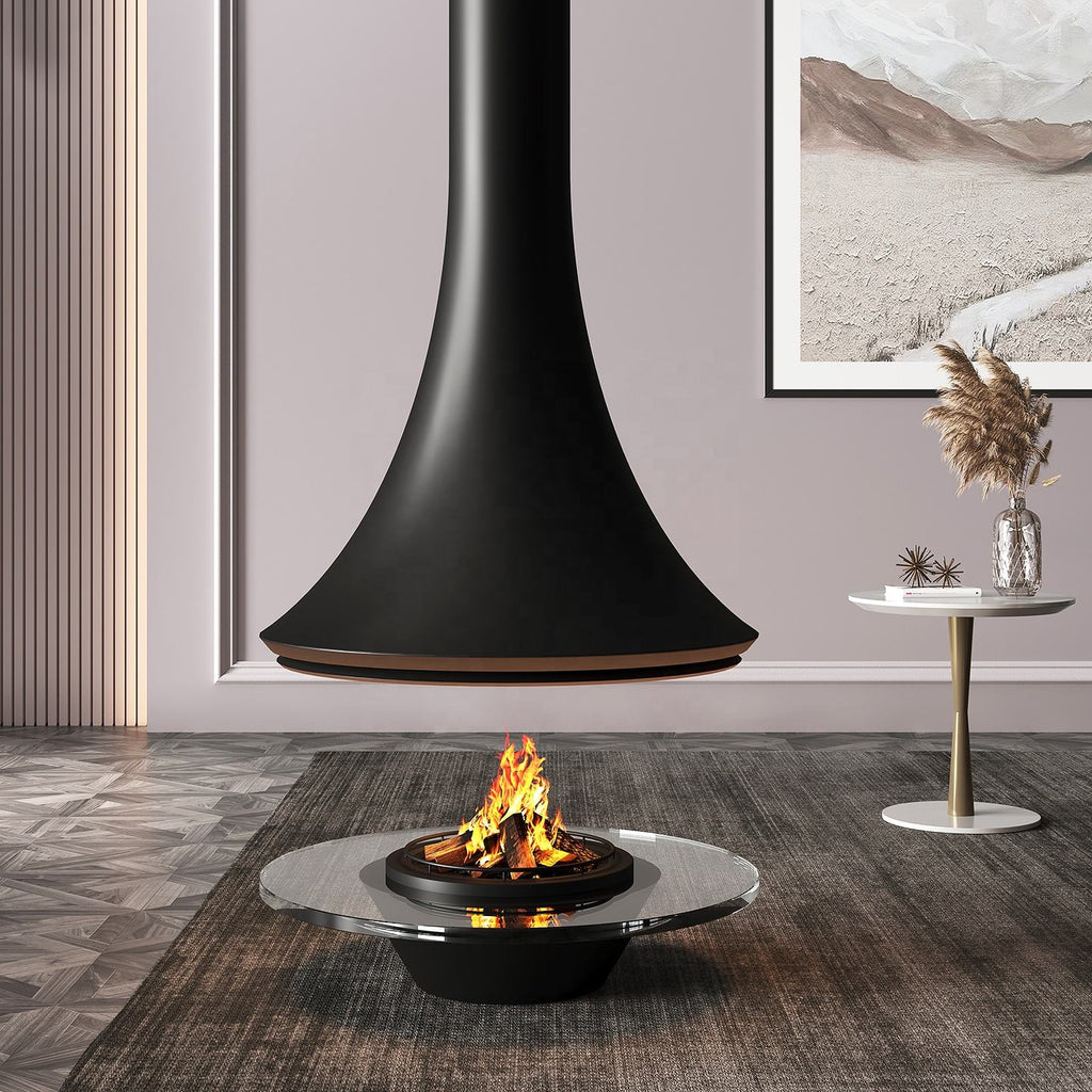 High-End Custom Stainless Steel Fireplace Villa Smoke-Free Real-Flame Fireplace Home Wood-Burning Indoor Heating Fireplace