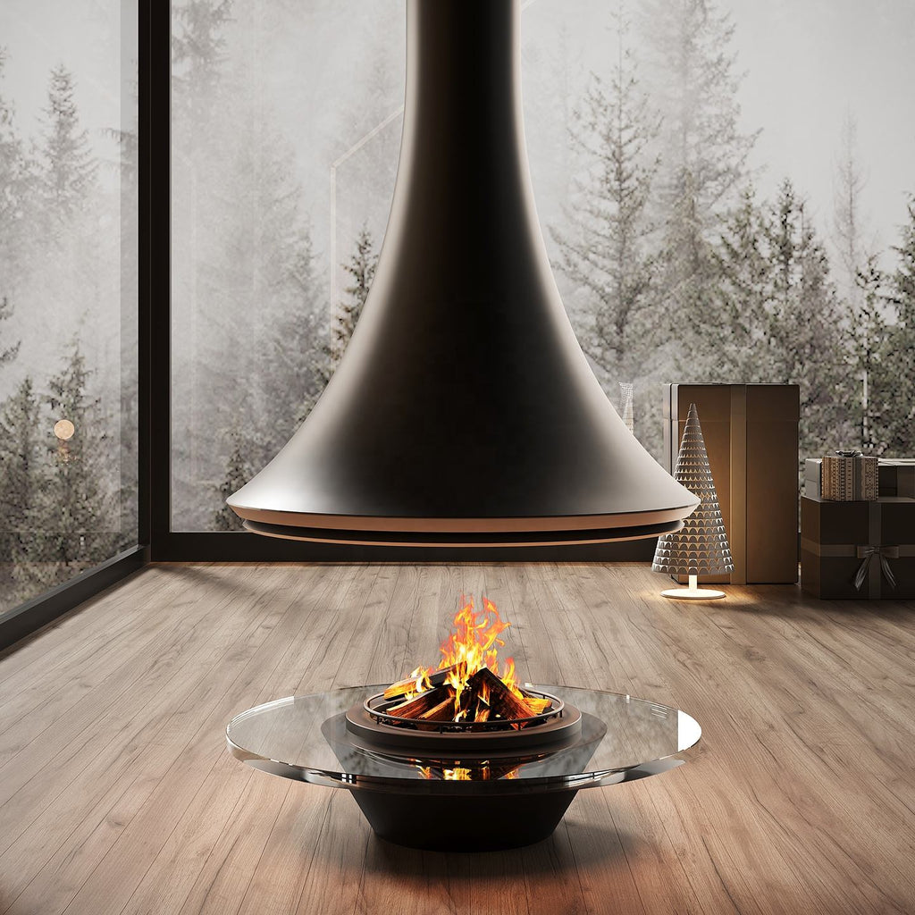 High-End Custom Stainless Steel Fireplace Villa Smoke-Free Real-Flame Fireplace Home Wood-Burning Indoor Heating Fireplace