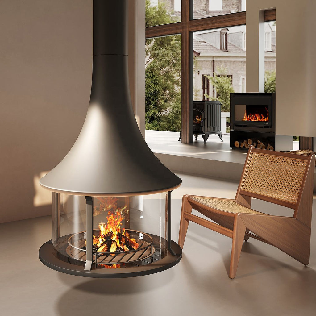 Luxury 360 View Wood Burning Fireplace Custom Hanging Real Flame Fireplace