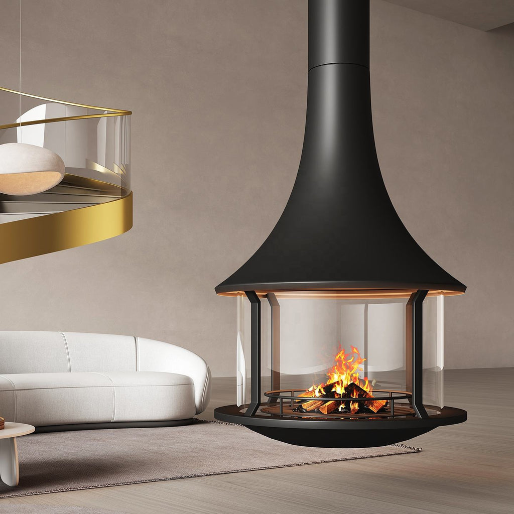 Luxury 360 View Wood Burning Fireplace Custom Hanging Real Flame Fireplace